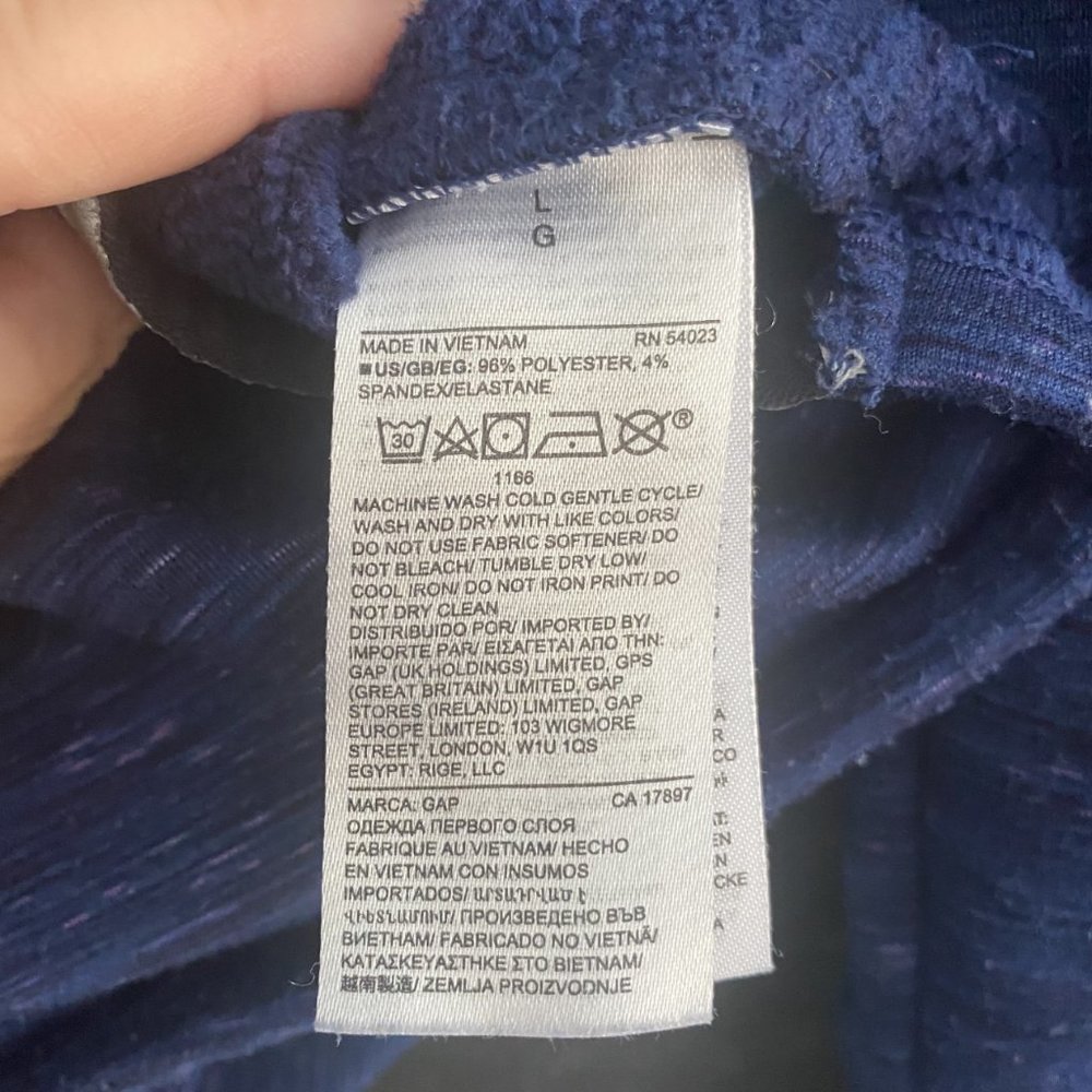 Gap Fit Starry Night Blue Spacedye Pullover Hoodie Size L /Reflective Hem - Picture 9 of 12